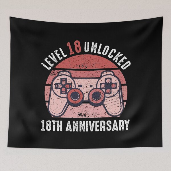 Item preview, Level 18 Unlocked 18th Anniversary Gamer designed and sold by RandomStuffShop.