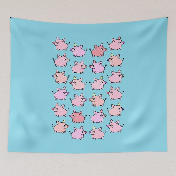 Item preview, Cute and Colorful Pig Pattern (blue) designed and sold by Davey's Designs.