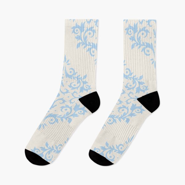 Item preview, Baby Blue Off-White Damask Scroll Pattern 2021 Color of the Year Wild Blue Yonder and Swiss Coffee designed and sold by ColorOfTheYears.