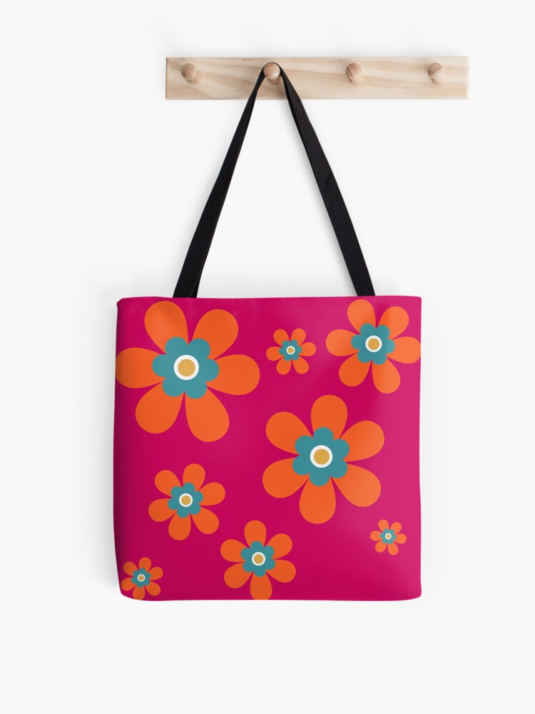 Cute retro 70s simple flower power groovy block colour graphic, in soft  pastel grey, blush pink and white on black Tote Bag for Sale by Caroline  Laursen