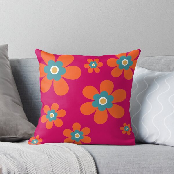 Item preview, Cute retro 70s colorful autumn flower power bright orange and hot pink graphic pattern. Caroline Laursen Original designed and sold by Caroline Laursen.