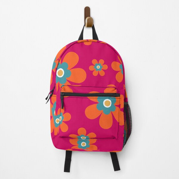 Item preview, Cute retro 70s colorful autumn flower power bright orange and hot pink graphic pattern. Caroline Laursen Original designed and sold by Caroline Laursen.