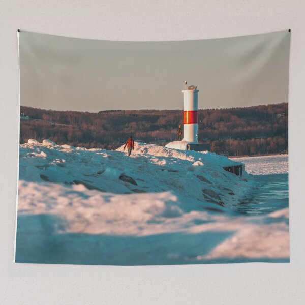 Item preview, Sunset on a frozen Petoskey Michigan Lighthouse designed and sold by Michael Deemer.