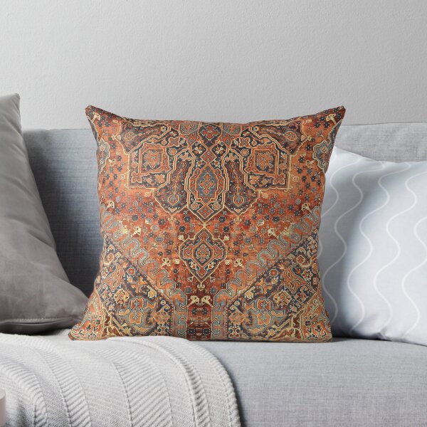 Golden Oriental Heritage Traditional Moroccan Style Throw Pillow