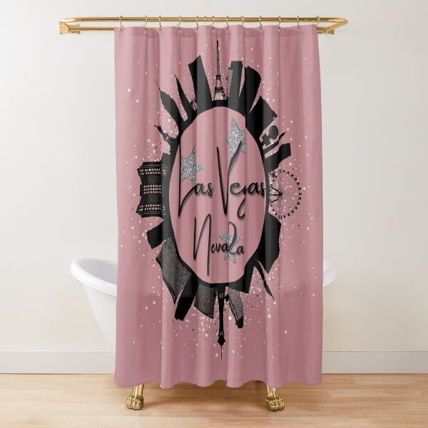 Las Vegas shower curtain visitors welcome to Nevada city landscape artwork  cloth fabric bathroom decoration, color