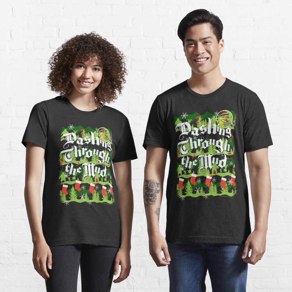 Discover Shrek Dashing Through The Mud Christmas Collage | Essential T-Shirt 