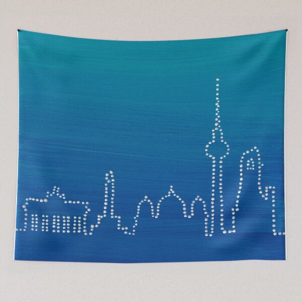 Item preview, Berlin Skyline in Dot Art on Blue Gradient Background designed and sold by nabeArtist.