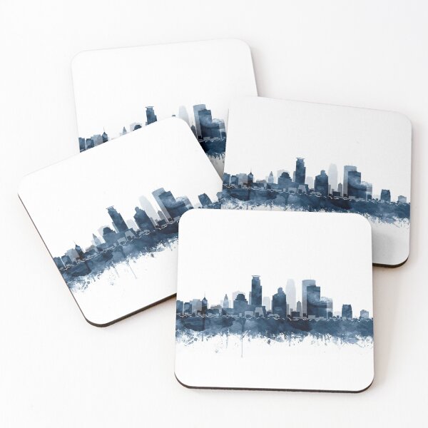 Item preview, Minneapolis Skyline Watercolor Navy Blue by Zouzounio Art designed and sold by zouzounioart.
