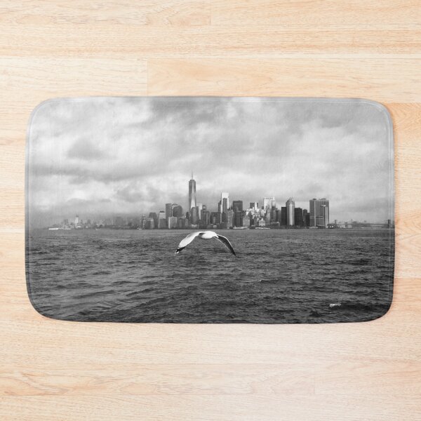 Item preview, Seagull Flying Over the Hudson River - One World Trade Center - New York City - NYC - In Black and White designed and sold by Christina Boiardi.