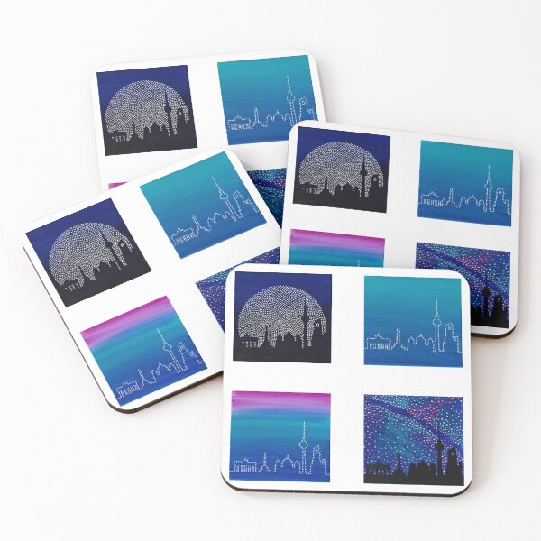 Item preview, Sticker Set: Berlin Skyline with Different Backgrounds in Dot Art designed and sold by nabeArtist.