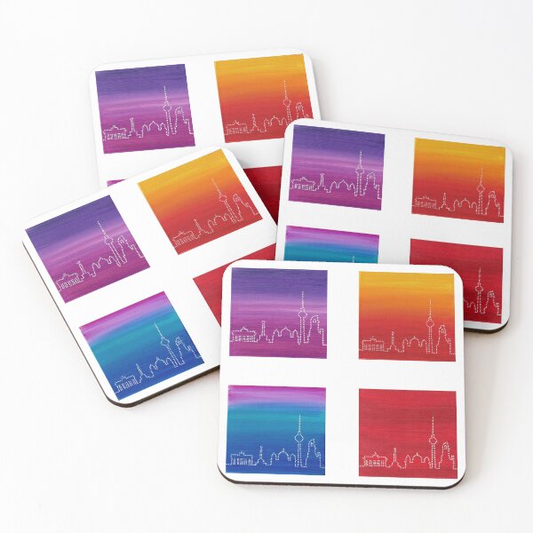 Item preview, Sticker Set: Berlin Skyline with Different Backgrounds in Dot Art designed and sold by nabeArtist.