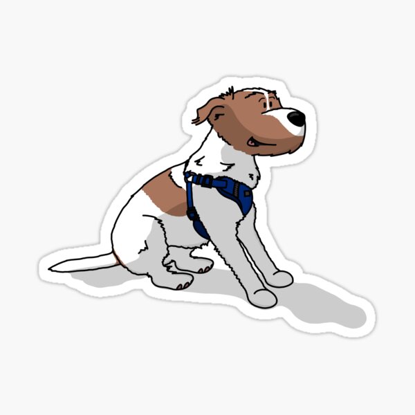 Parson Russell Terrier with harness Sticker