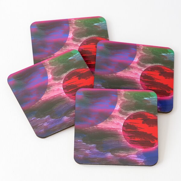 Item preview, Blue and Red Neon Planets designed and sold by headtrackerart.