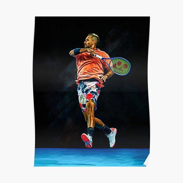 Nick Kyrgios à l'Open d'Australie 2020. Affiche imprimée numérique. Cadeau d'art de fan de tennis. Poster