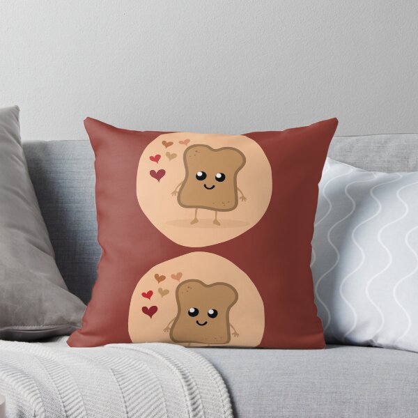 Item preview,  kawaii happy bread tile design with hearts on brown background designed and sold by TallyS4.