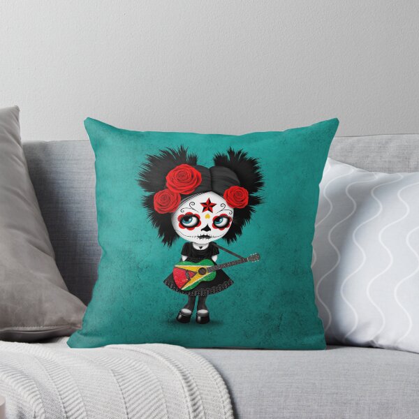 Item preview, Sugar Skull Girl Playing Guyanese Flag Guitar designed and sold by JeffBartels.