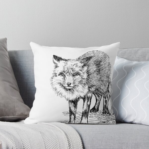 Item preview, fox wild life black and white line art fine art drawing designed and sold by EinatMo.