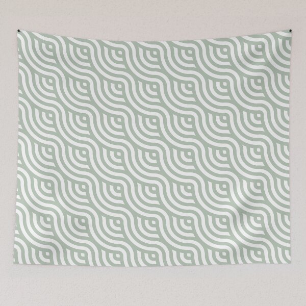 Item preview, Pastel green wavy seamless geometric pattern designed and sold by likebakerdo.