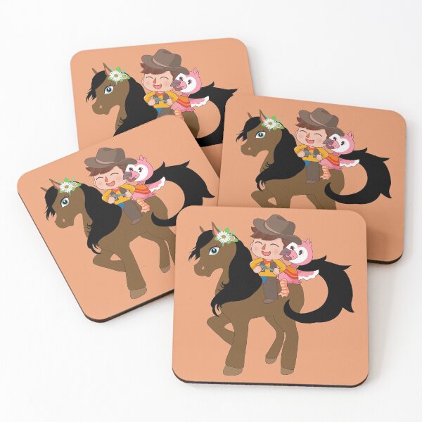 Item preview, Flamingo youtube Flamingo Plush together setting on a cute horse , horse to meet you, cartoon cowboy, cute female pony designed and sold by SGS-.