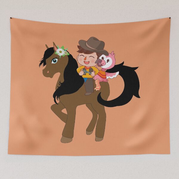 Item preview, Flamingo youtube Flamingo Plush together setting on a cute horse , horse to meet you, cartoon cowboy, cute female pony designed and sold by SGS-.