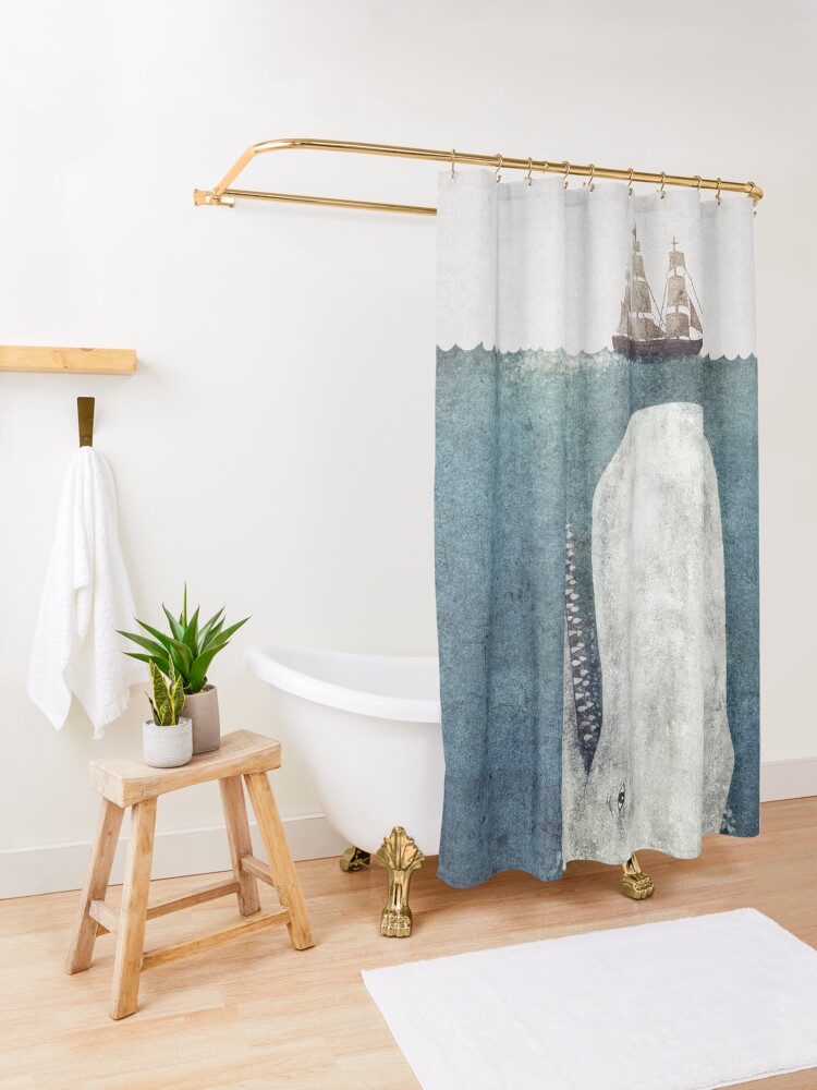 Thumbnail 3 of 5, Shower Curtain, The White Whale designed and sold by TerryFan.