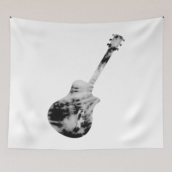 Item preview, Black and White Tie Dye Dreadnought Acoustic Guitar designed and sold by ILoveTieDye.