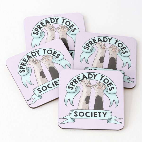 Item preview, Spready Toes Society | Cute Cat Paws Toebeans Feet Stretch | Pastel Blue Ribbon Banner  designed and sold by theBlueKazoo.