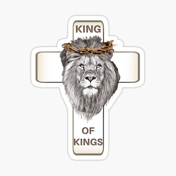 Item preview, King Of Kings - A Cross, A Lion With a Crown of Thorns. designed and sold by TheKingdomAttic.