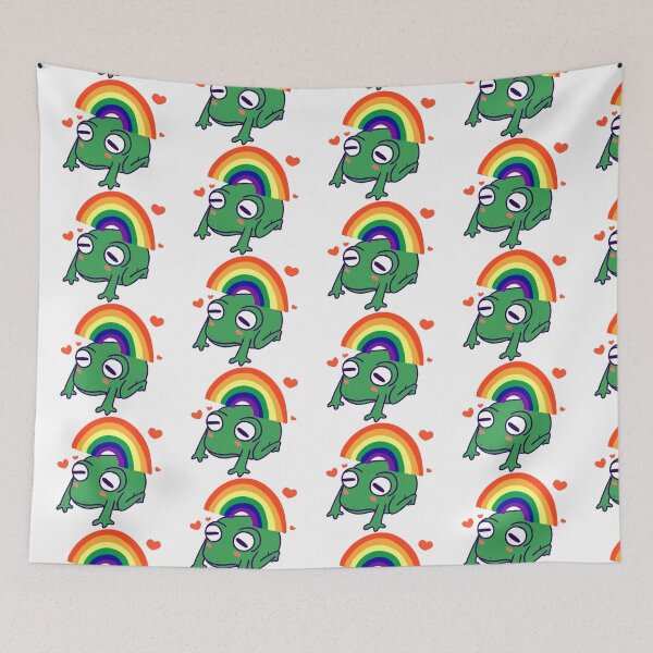 Item preview, Blushing Rainbow Frog with Hearts designed and sold by Enternamehereee.