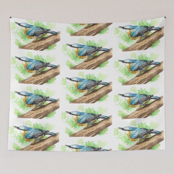 Item preview, Watercolor Red-Breasted Nuthatch Bird designed and sold by BlackGoatPrints.