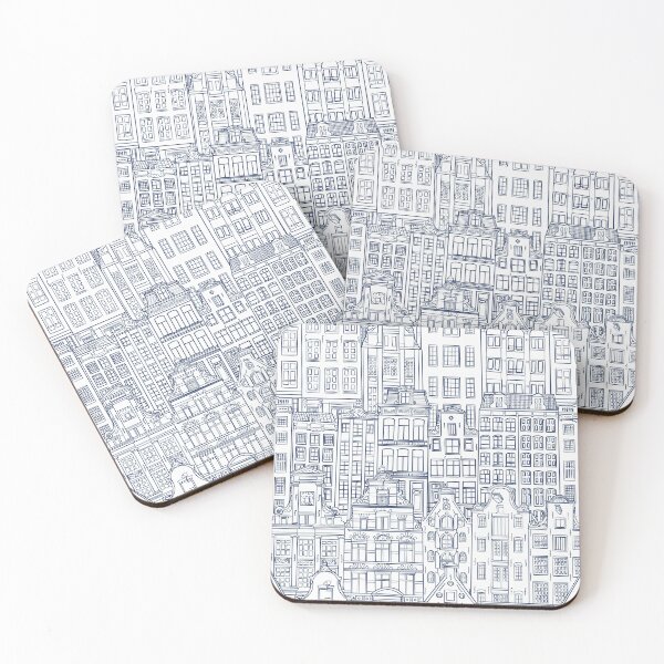 Item preview, Amstedam Houses in Delft Blue ink designed and sold by Quick Brown Fox Canada.