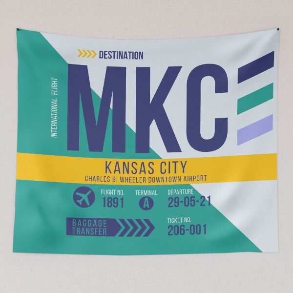 Item preview, Kansas City (MKC) Airport Code Baggage Tag designed and sold by SLAG-Creative.