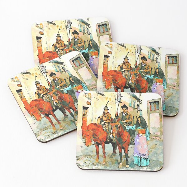 Item preview, Barbarano Romano: two men on horseback and girl with traditional dress designed and sold by Giuseppe Cocco.