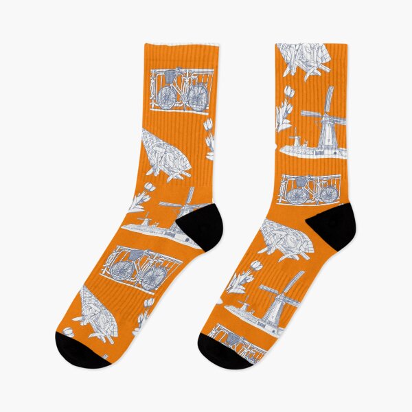 Item preview, Netherlands Toille de Jouy pattern on Orange Background designed and sold by Quick Brown Fox Canada.