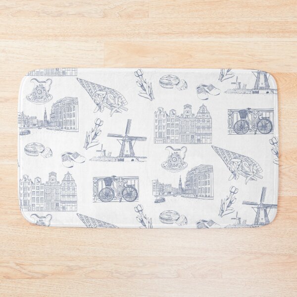 Item preview, Netherlands Toille de Jouy pattern in Delft Blue ink designed and sold by Quick Brown Fox Canada.