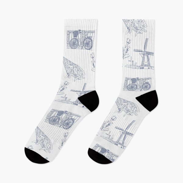 Item preview, Netherlands Toille de Jouy pattern in Delft Blue ink designed and sold by Quick Brown Fox Canada.