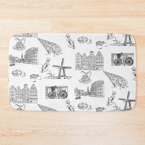 Item preview, Netherlands Toille de Jouy pattern in black and white designed and sold by Quick Brown Fox Canada.