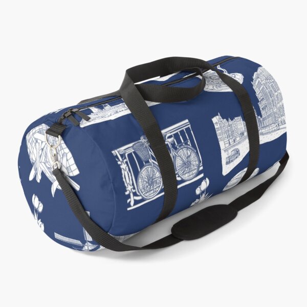 Item preview, Netherlands Toille de Jouy pattern on Delft Blue Background designed and sold by Quick Brown Fox Canada.