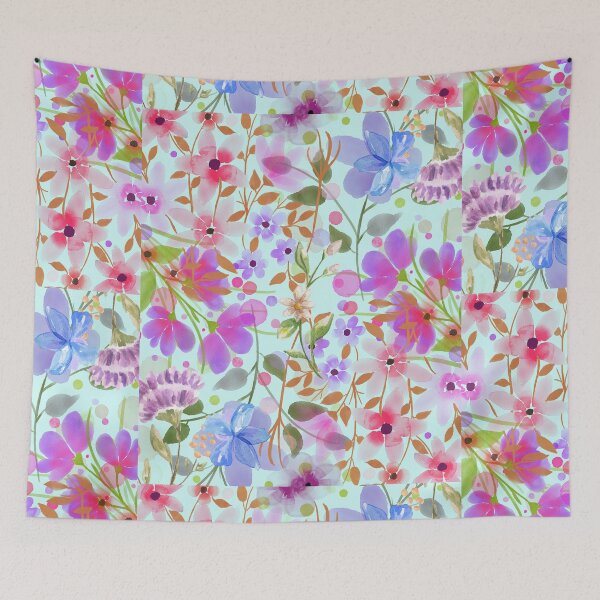 Aperçu de l'œuvre Bonjour Printemps. Motif de fleurs colorées créée et vendue par Doucheka.