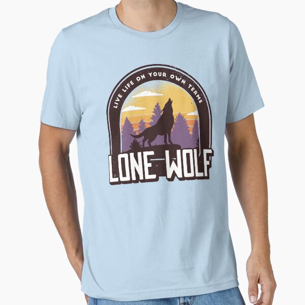 Aperçu de l'œuvre Lone Wolf Retro Sunset - Vivez la vie selon vos propres conditions créée et vendue par RedQuality.