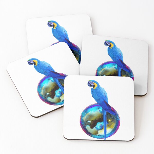 Item preview, AWESOME BLUE MACACW ON BLUE IRIDESENT BUBBLE designed and sold by sharlesart.