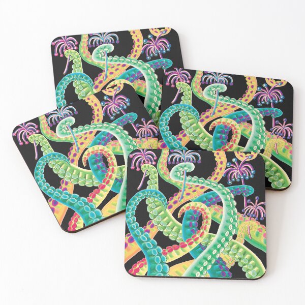 Item preview, Green Tentacles with Sea Flowers designed and sold by HeatherNafeArt.