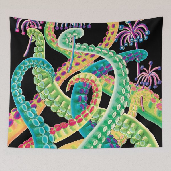 Item preview, Green Tentacles with Sea Flowers designed and sold by HeatherNafeArt.