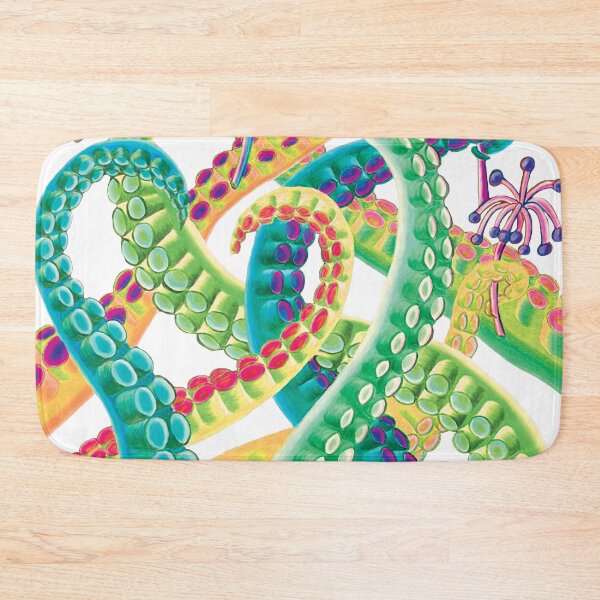 Item preview, Green Tentacles with Sea Flowers designed and sold by HeatherNafeArt.
