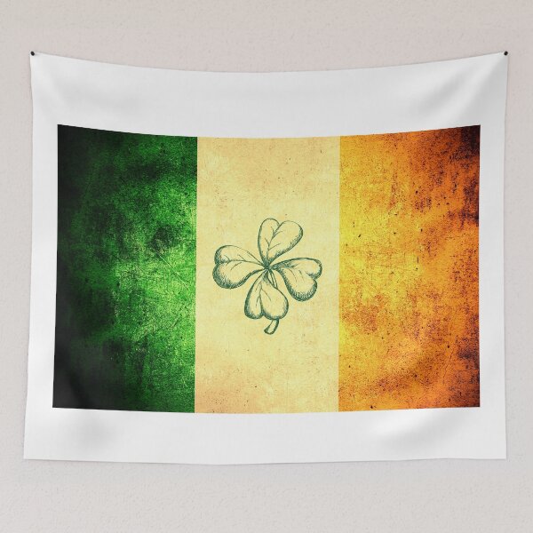Item preview, Ireland Flag Four Leaf Clover designed and sold by CoolHippoQuotes.