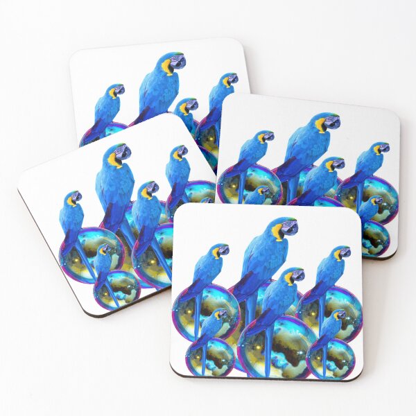 Item preview, ARTISTIC BLUE PARROT FAMILY ON BLUE BUBBLES designed and sold by sharlesart.