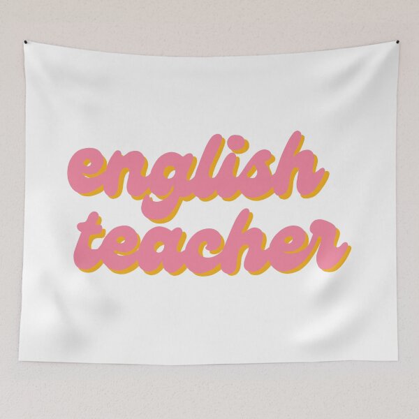Item preview, English Teacher Sticker in light pink and orange  designed and sold by WildeandCo.