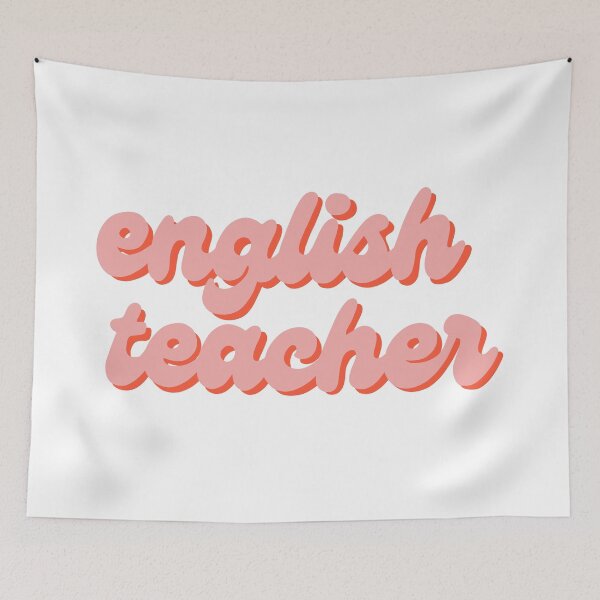 Item preview, English Teacher Sticker in light pink  designed and sold by WildeandCo.