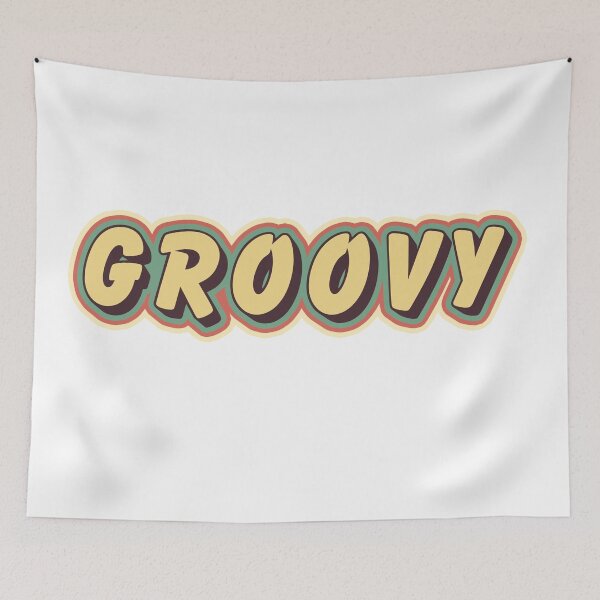 Item preview, The word Groovy in retro colors on transparent background designed and sold by StickersbyVW.