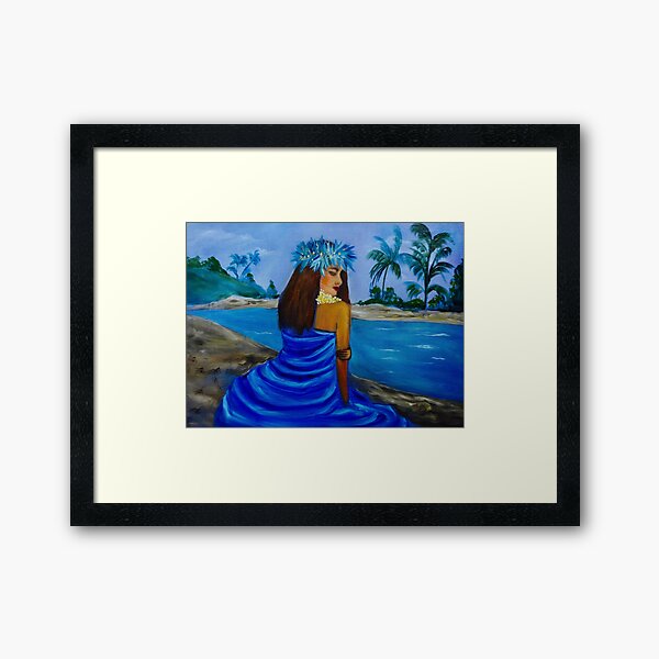 Vista previa del artículo con la obra «CHICA HULA EN LA PLAYA EN AZUL», diseñado y vendido por jennyleeandjim.